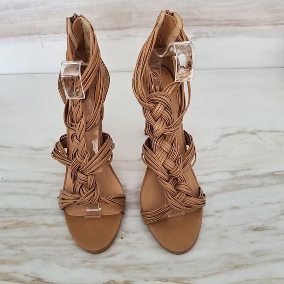 CHARLOTTE RUSSE WOMEN'S  GIA BRAIDED STRAP HEELS 5" HEEL SIZE 9 - Picture 1 of 10